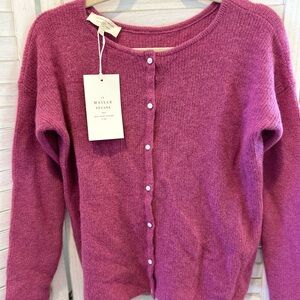 NWT LA MAILLE SEZANE Mohair Button Down Pink Cardigan Breathable Long Sleeve MED